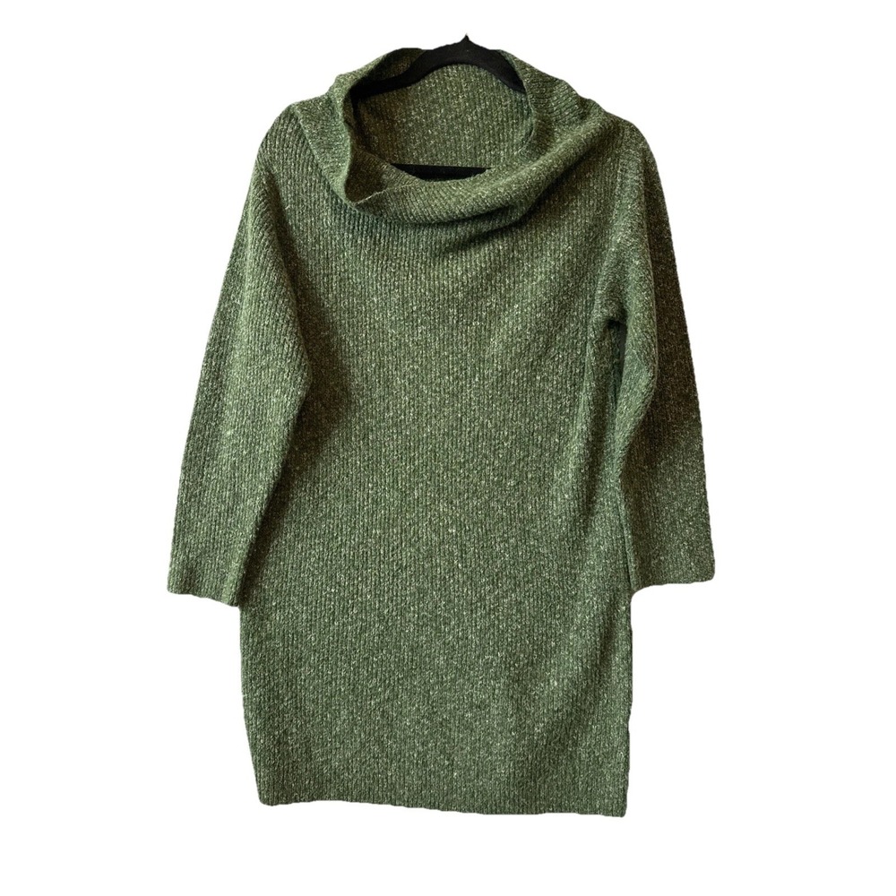 Treasure & Bond Green Cowl Neck Knit Sweater Tunic Dress Womens M Boho Chic Sexy